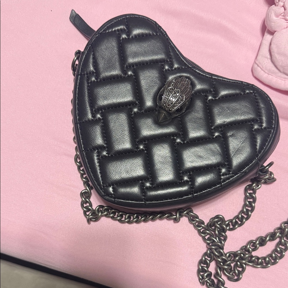 Kurt Geiger Black Quilted Heart Crossbody Bag